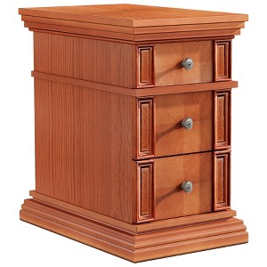 Narrow End Table with 3 Drawers, 19.69''D Vintage Sofa Side Table, Wooden Nightstand Slim Bedside Table, Finished Back - 1 of 4