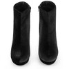 Allegra K Women's Round Toe Zip-Up Faux Velvet Block Heels Ankle Boots - 3 of 4