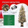 4.5FT Prelit Premium Snow Flocked Artificial Christmas Tree with 8 Mode Warm White LED, Mini Prelit Xmas Pine Tree, Snowflake Vintage Base - 3 of 4