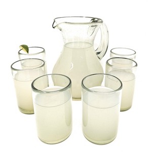 Dos Sueños Mexican Hand Blown Glassware Combo Set - Natural Pitcher and Drinking Glasses - 1 of 4