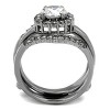 Slickblue Women’s Clear CZ Halo Wedding Ring Set, Round Center Stone, High Polished Stainless Steel, 7mm, Sizes 5-10 - 3 of 4