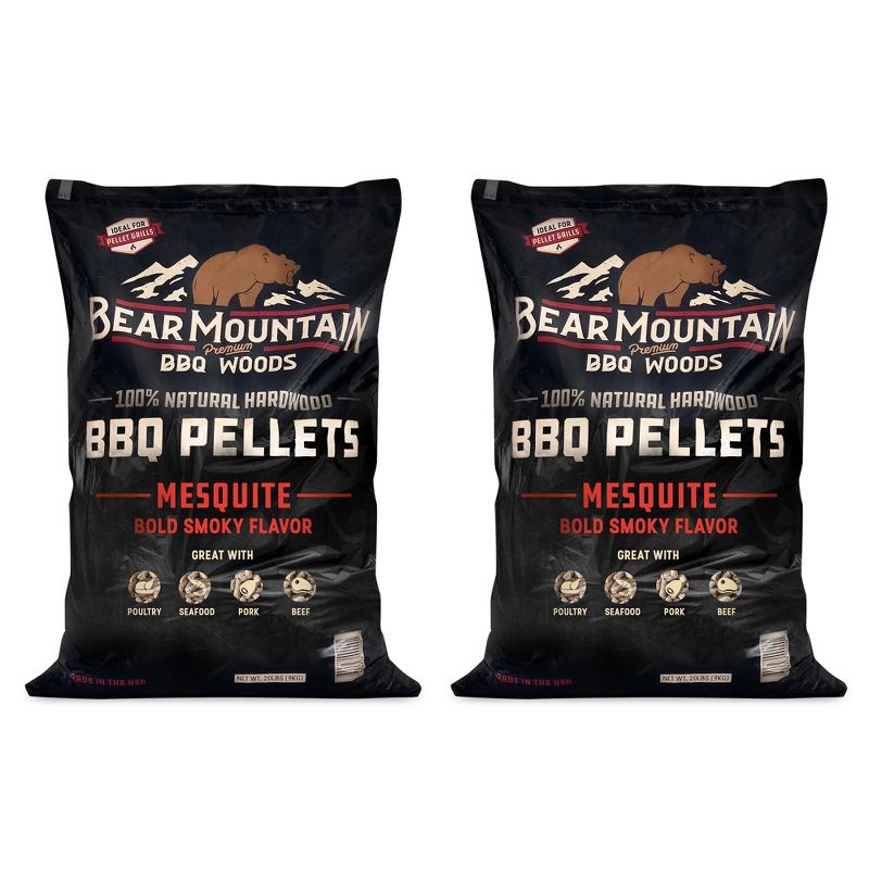 Bear Mountain BBQ FK17 Premium 20 Pounds All Natural Hardwood Mesquite BBQ Hardwood Smoker Pellets for Outdoor Electric Grilling and Smokers (2 Pack), 1 of 7