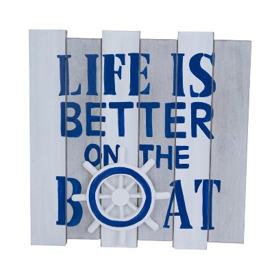 Beachcombers Life Better Ship Wheel Sign 11.75 x 11.75 x 1 Inches.