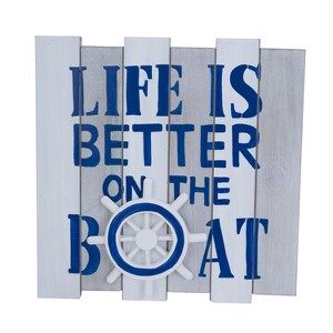 Beachcombers Life Better Ship Wheel Sign 11.75 x 11.75 x 1 Inches. - 1 of 2