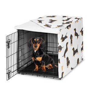 Sweet Jojo Designs Boy, Girl, Unisex/Gender Neutral Dog Crate Kennel Cover 36in. Cartoon Puppy Black and Tan - 1 of 4