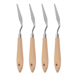 Unique Bargains Stainless Steel Flexible Pointy Wood Handle Painting Mixing Knife 4 Pcs - 1 of 4