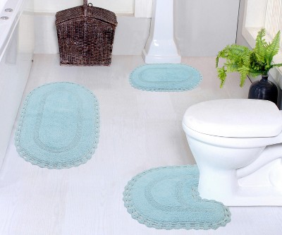 Hampton Crochet Collection Cotton Reversible Tufted Set of 3 Bath Rug Set - Home Weavers