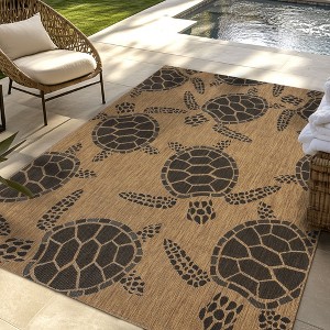 Gertmenian Paseo Tortue Coastal Sea Turtle Flatweave Indoor Outdoor Area Rug - 1 of 4