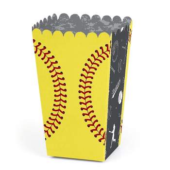 Big Dot of Happiness Grand Slam - Fastpitch Softball - Birthday Party or Baby Shower Favor Popcorn Treat Boxes - Set of 12