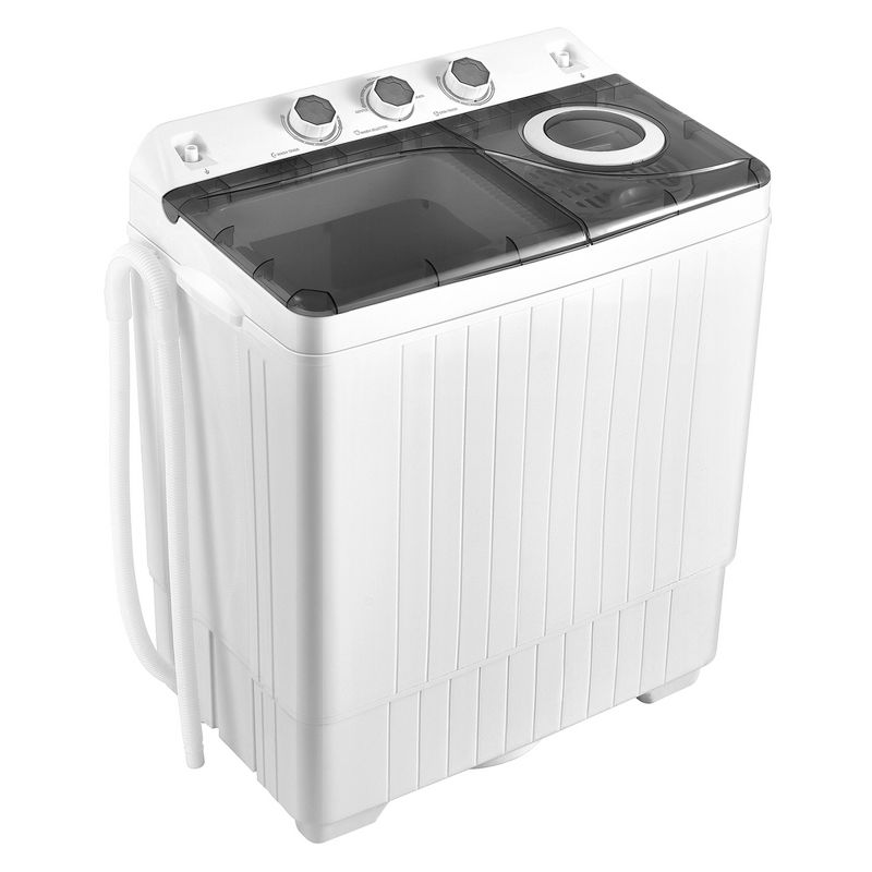 Costway 26lbs Portable Semi-automatic Twin Tub Washing Machine with Drain Pump Gray/Blue, 1 of 11