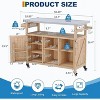 Outdoor Grill Cart with Storage Cabinet, Wood Outdoor Kitchen Island on Wheels, with Stainless Steel Table Top, Spice Rack, Lockable Wheels - 2 of 4