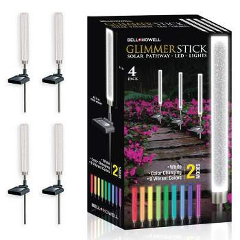 Bell + Howell Color Changing Solar Powered Glimmer Sticks for Gardens and Pathways