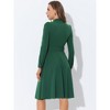 Allegra K Women's Elegant Work Sheath Mock Neck Flare Long Sleeve Knit Midi Dress - 4 of 4