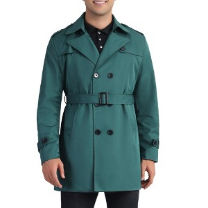 INSPIRE CHIC Men's Business Double Breasted Notched Lapel Winter Trench Coat - 1 of 4