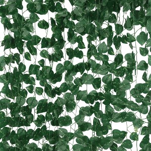 Unique Bargains Home Decor Indoor Outdoor Artificial Leaf Plants 72" Length 24 Pcs - 1 of 4