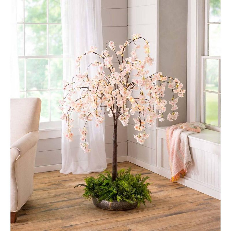 Plow & Hearth - Small Lighted Faux Weeping Cherry Tree Home Decor - Use Indoors or Outdoors, 2 of 6