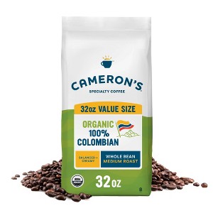 Cameron's Coffee Organic 100% Colombian Medium Roast Whole Bean Coffee - 32oz - 1 of 3