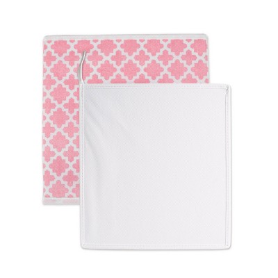Pink Sorbet Lattice Fabric Cube Storage Bins, Set of 2