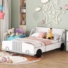 Racecar Bed for Boys, Race Car Bed Car Shaped Platform Bed with Wheels, Headboard and Footboard, Wood Slat Support No Box Spring Needed White Full - 2 of 4