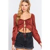 Slickblue Long Sleeve Woven Top for Women, Sweetheart Neck with Tie Detail, Casual to Dressy, Black/Pearl/Rust, S-L - 2 of 4