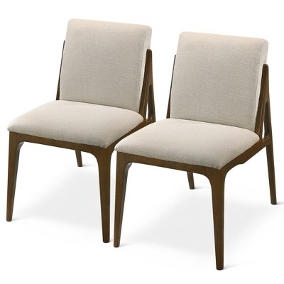 Vynxaria Cream Dining Chairs - Modern Upholstered Seating Set