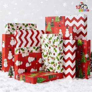 Joyfy 12 Pcs Christmas Shirt Gift Boxes, 17"x11" Large Robe Boxes with Lids and Base, 4 Designs Wrapping Robe Boxes for Xmas Goody Gift - 1 of 4