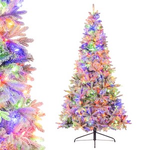Tangkula 7 FT Half Artificial Christmas Tree w/ 852 Branch Tips & 240 LED Lights 9 Modes - 1 of 4
