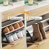 Farmhouse Rattan Shoe Cabinet - 3-Tier Slim Wooden Shoe Rack with 3 Drawers & Adjustable Shelves - 4 of 4