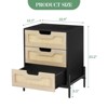 Rattan Nightstand, Farmhouse End Table with 3 Rattan Drawers, Wood Dresser Chest of Drawers with Sturdy Metal Legs, Modern Dresser Cabinet - 2 of 4