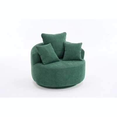 TiramisuBest Oversize Round Swivel Chair Cozy Club 360 degrees Swivel Sofa with 3 Pillows Chenille Fabric with Gray for sofa
