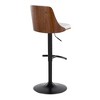 Faux Leather Mid-Century Modern Adjustable Swivel Barstool with Tufted Seat, Contoured Wood Back, and Rounded T Footrest, Set of 2 - 4 of 4