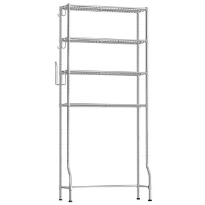 SONGMICS 4 Tier Over The Toilet Storage, Metal Storage Rack,4 Hooks, Roll Holder, Space-Saving Bathroom Storage Shelf Organizer - 1 of 4