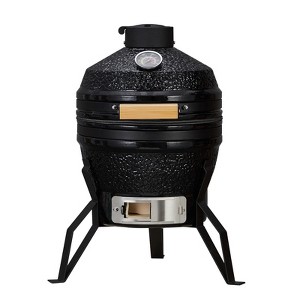 13-Inch Portable Ceramic Charcoal Grill with Grill Stand, Egg Shaped Ceramic Charcoal Grill w 10.6" Stainless Steel Cooking Grate - 1 of 4