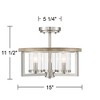 Possini Euro Design Senna Modern Industrial Ceiling Light Semi Flush Mount Fixture 15" Wide Brushed Nickel Gray Wood 3-Light Clear Glass for Bedroom - 4 of 4
