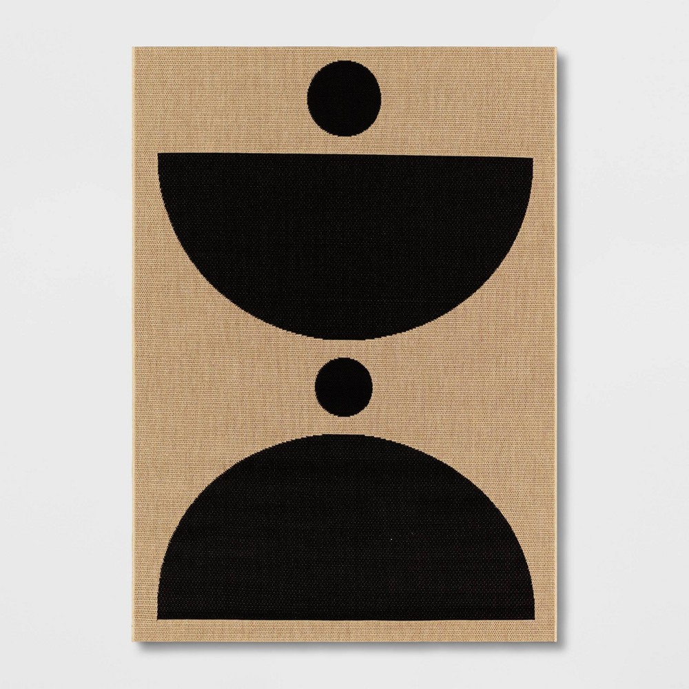 7'10"x10' Grace Half Circle Outdoor Rug Black - Project 62™