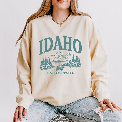 Simply Sage Market Women's Lightweight Garment Dyed Graphic Sweatshirt Idaho Forest Scene