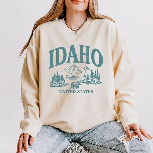 Simply Sage Market Women's Lightweight Garment Dyed Graphic Sweatshirt Idaho Forest Scene - 1 of 4