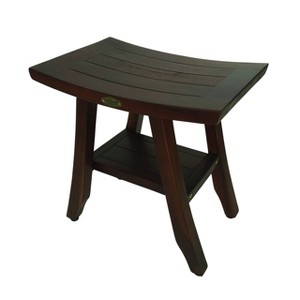 DecoTeak® Satori® 18" Teak Wood Shower Bench with Shelf in Woodland Brown Finish - 1 of 4