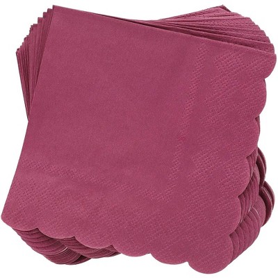 Juvale 100-Pack Purple Scalloped Disposable Paper Cocktail Napkins Party Supplies