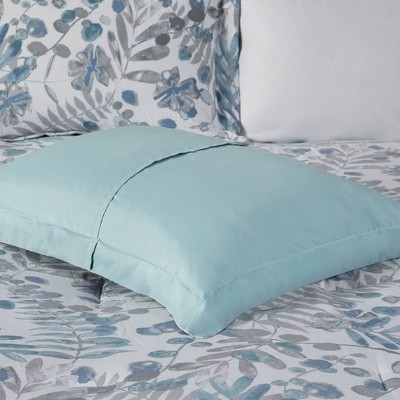 King Blue Seersucker Microfiber Comforter Set with Decorative Pillows