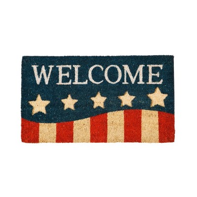 Evergreen Flag Patriotic Stripes Coir Mat