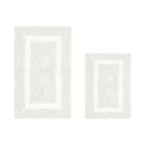 Hotel Bath Rug 100% Premium Cotton Tufted Weave Two Tone Reversible 2 Piece Bathroom Rug Set, Super Soft & Water Absorbent, Machine Washable Bathmat - 1 of 4