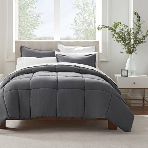 Twin XL 2pc Simply Clean Comforter Set Comforter Set Gray - Serta