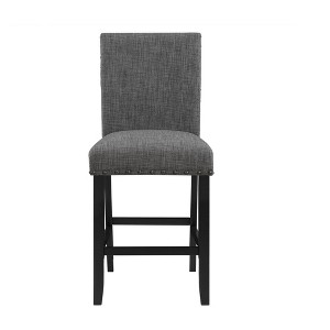HomeRoots 26" Gray and Black Wood and Fabric Counter Height Bar Chair - 1 of 4