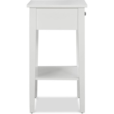 Classic White Wood End Table with Storage Drawer and Shelf