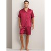 INSPIRE CHIC Men's Short Sleeve Two-Pieces Loungewear Satin Pajamas Set - 2 of 4