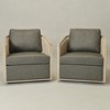 KINWELL 100% Top Grain Genuine Leather Swivel Armchair, Set of 2 - 2 of 4