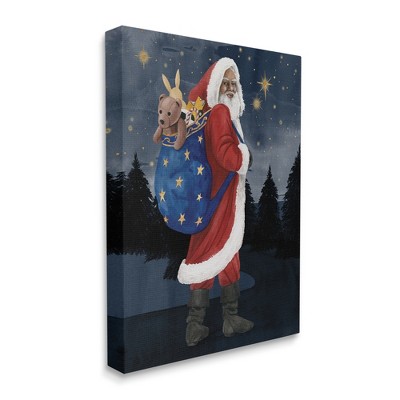 Stupell Industries Santa Claus Sack of Toys Under Night Sky