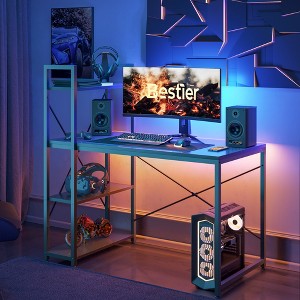 Bestier 47inch Computer Desks with Reversible Bookshelf, Standing Writing Desk for Home Office/Studying/Gaming - 1 of 4