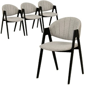 LeisureMod Savor Modern Dining Chair – Upholstered Side Chairs with Curved Back and Iron Frame Mid-Century Kitchen & Dining Room Chairs Set of 4 - 1 of 4